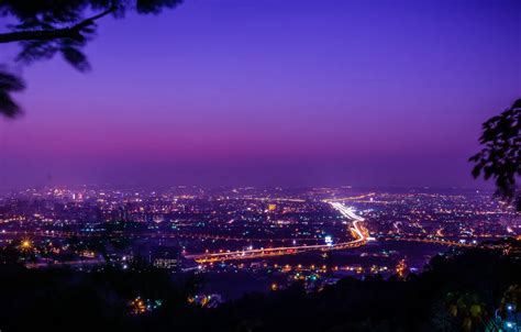 Wallpaper the sky, night, the city, lights, lighting, panorama, Taiwan, sky, panorama, night ...