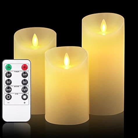 Luminara Flickering Moving Wick Flameless Pillar Candle Led Candles Remote Set 3 707870550030 | eBay