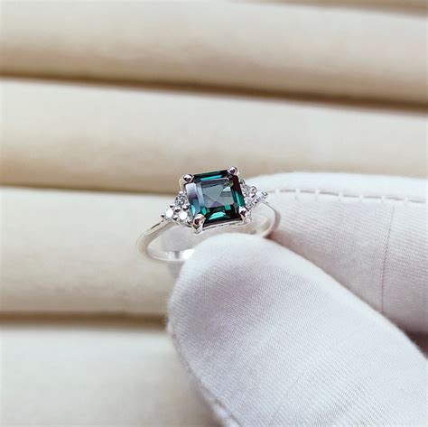 Teal Sapphire Ring, Square Cut Teal Sapphire Ring, 14k Gold Ring ...