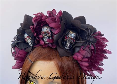 Rose Skull Crowns, Day of the Dead Flower Crown, Día de los Muertos Headdress, Veiled Headdress ...