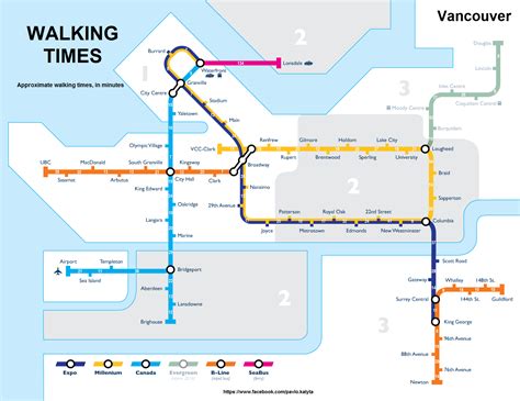 Map of walking times between SkyTrain and B-Line stations | News