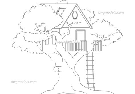 Treehouse block AutoCAD download, free CAD drawing