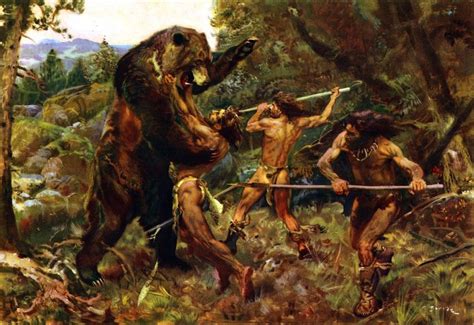 In this picture, we have either the cavemen hunters being hunted, or a ...