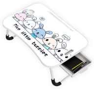 StarAndDaisy Multi-Purpose Foldable Five Little Bunnies Laptop Bed with Storage Drawer Wood ...