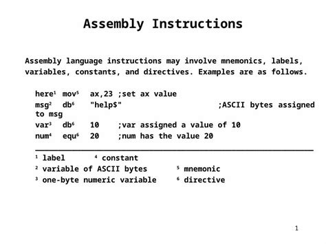 (PPT) 1 Assembly Instructions Assembly language instructions may ...