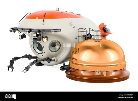 Bathyscaphe with reception bell, 3D rendering isolated on white ...