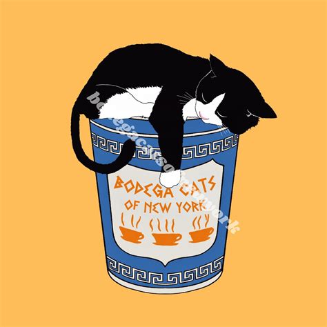 Bodega Cat Art Print, Funny Tuxedo Cat Art, Greek Coffee Cup Art, NYC ...