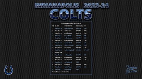 2023-2024 Indianapolis Colts Wallpaper Schedule