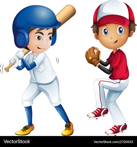 Cartoon Kids Playing Baseball