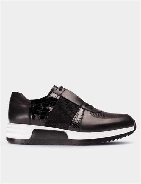 Black Leather Sneakers - Deery