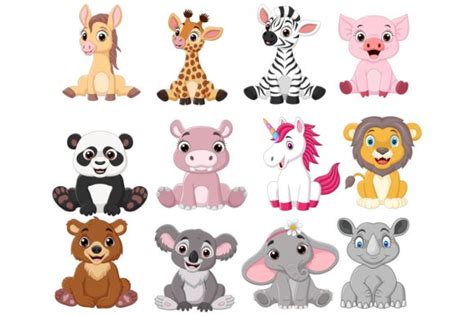 Cartoon Baby Animal Bundle Gráfico por tigatelusiji · Creative Fabrica