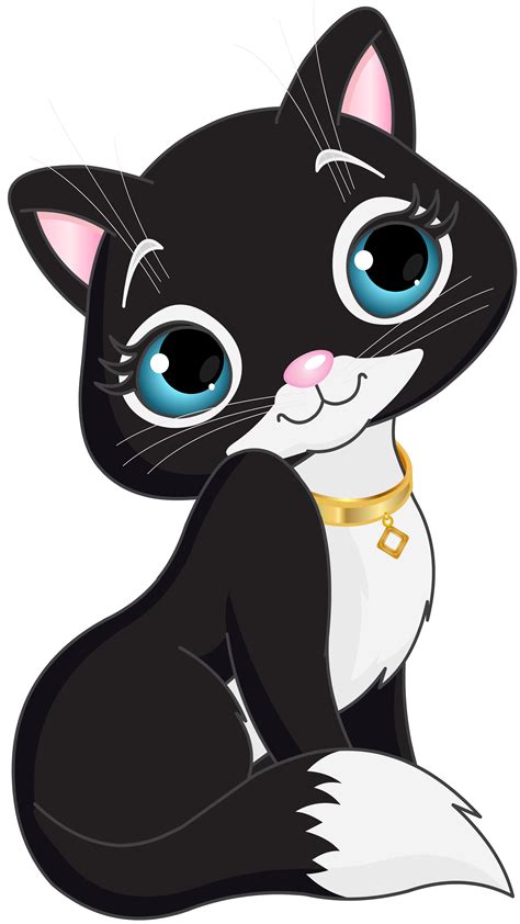 Black Kitten Cartoon Transparent Clip Art | Gallery Yopriceville - High ...