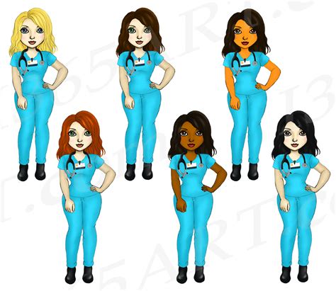 Nurse Fashion Illustration Clipart Set - 330+ SVG File for Cricut