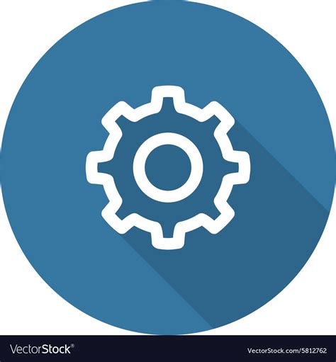 Settings icon gear with blue background Royalty Free Vector