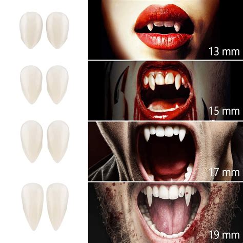 Koxuky 4 Pairs Vampire Fangs with Adhesive, Halloween Vampire Teeth Halloween Party Props Horror ...