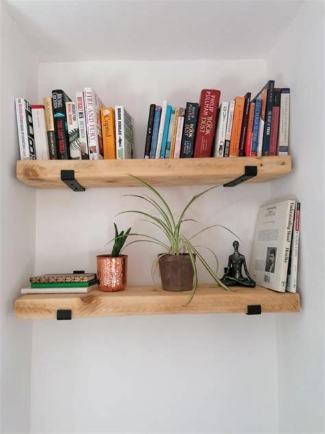 Industrial Shelves with Heavy Duty Black Brackets (22x3.5cm ...