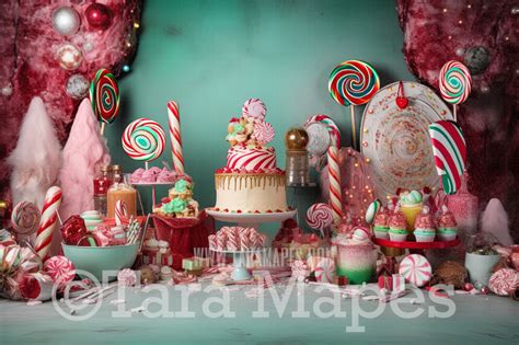 Christmas CandyLand Digital Backdrop - Candy Themed Christmas Digital Backdrop - Sweets ...