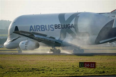 Amazing images of the Beluga XL in flight over the River Severn and ...