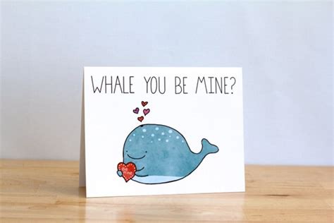 Items similar to Funny Valentine. Whale You Be Mine? Ocean. Sea. Pun ...