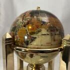 Mother Of Pearl & Gemstone Rotating Globe W/ 3 Quartz Clocks ...