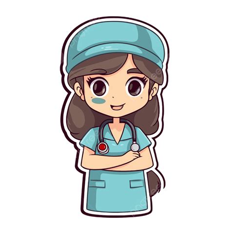 Cute Nurse Cartoon Style Vector Illustration Clipart, Nurse Scrub, Nurse Scrub Clipart, Cartoon ...