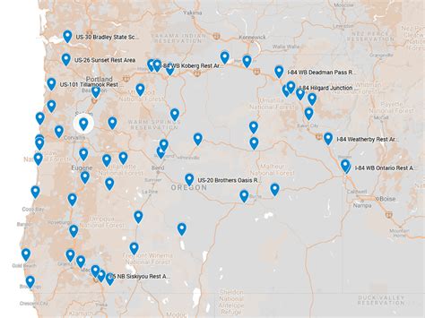 Oregon Rest Area Map - Boondocker's Bible