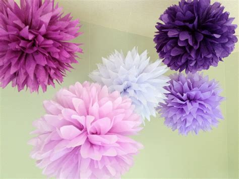 Imperial Purple - 5 Tissue Paper Pom Poms - Decoration Shades of Plum ...