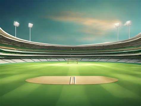 Premium Photo | Cricket Stadium Front view on cricket pitch or ball ...