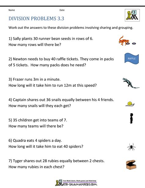 Division Problems Printable