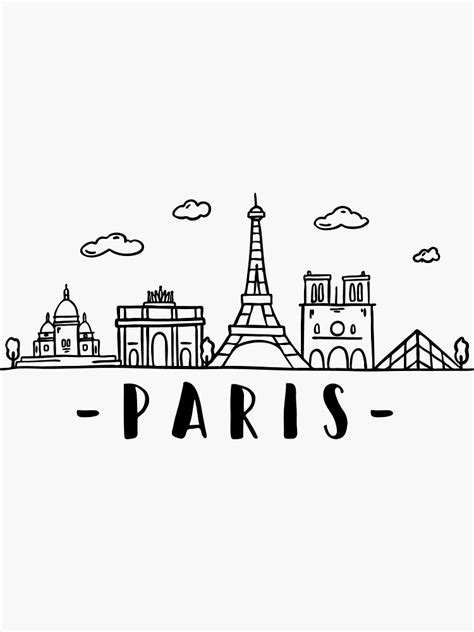 "Paris Skyline Travel" Sticker for Sale by DuxDesign | Paris drawing ...