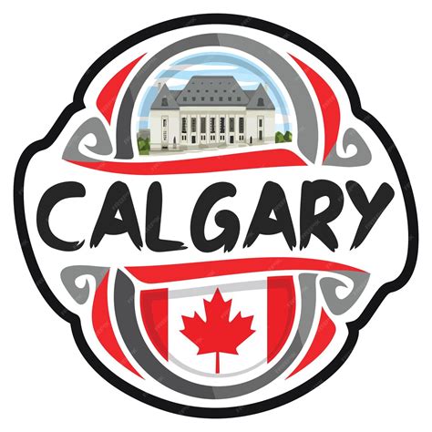 Premium Vector | Calgary canada flag travel souvenir sticker skyline ...