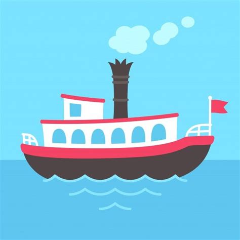 Barco de vapor de dibujos animados Vecto... | Premium Vector #Freepik # ...