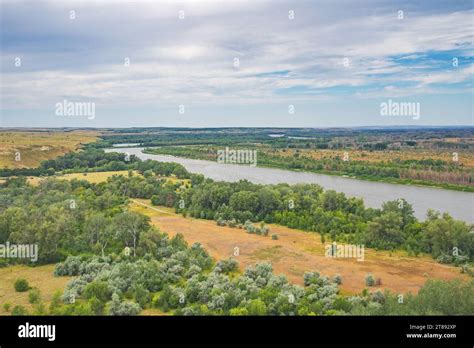 View of the Don River from the observation deck of the Natural Park Donskoy, Volgograd Region ...