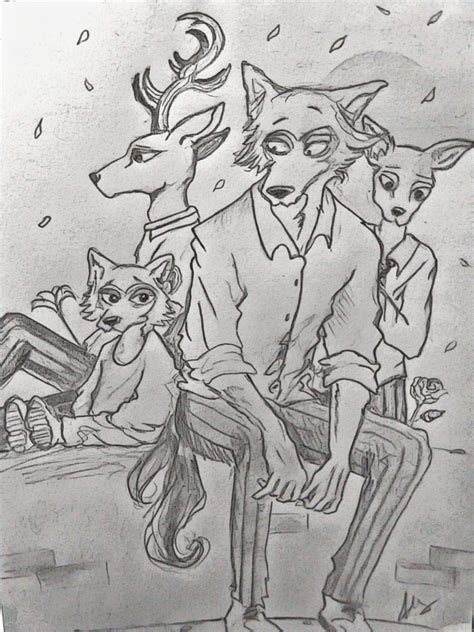 I made a fanart of Louis and Legosi with their young selves : r/Beastars