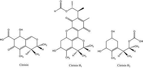 3 Chemical structures of citrinin and decomposition products citrinin H... | Download Scientific ...