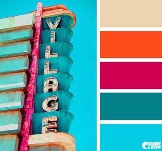 an old neon sign with the word vegas painted on it's side and color swatches