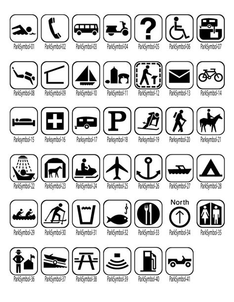 Park Symbols | Map symbols, Pictogram design, Map