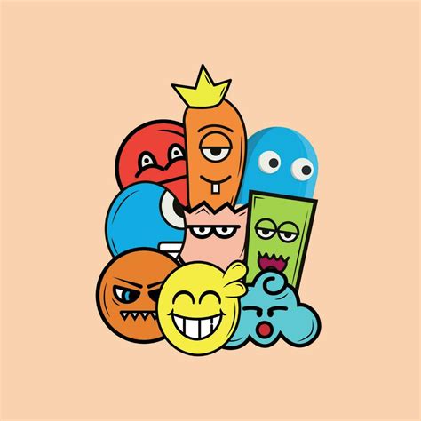 Doodle set with many cute characters 27386101 Vector Art at Vecteezy