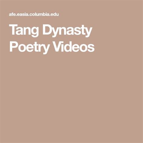 Tang Dynasty Poetry Videos