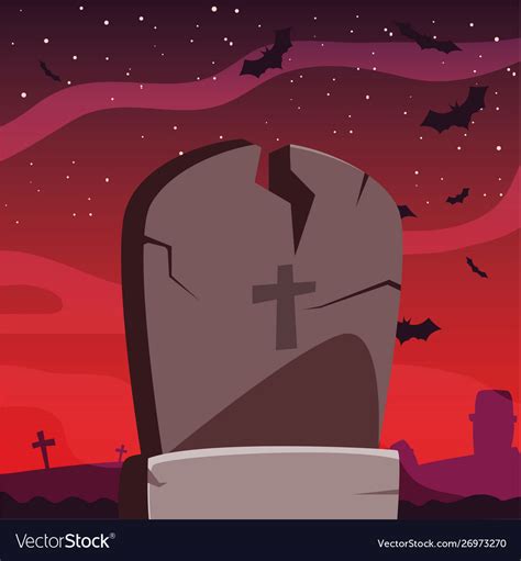 Gravestone happy halloween celebration design Vector Image