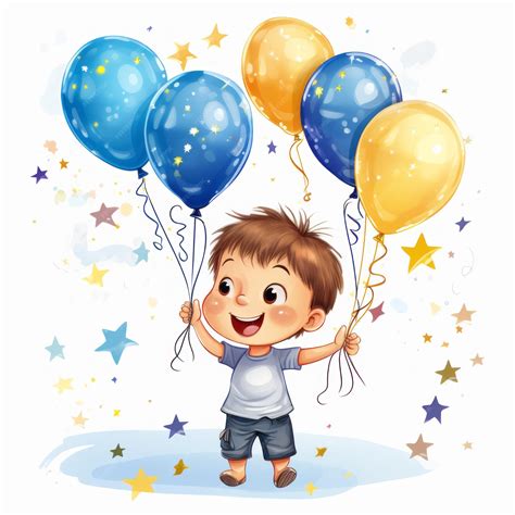 Premium AI Image | Clipart for children's birthday The boy holds ...