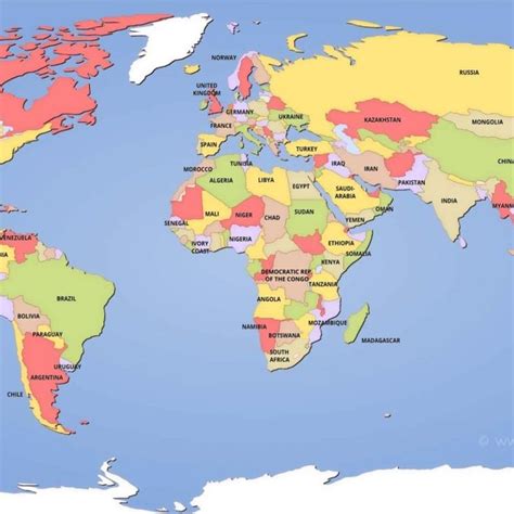 a map of the world with all countries and their major cities on it's ...