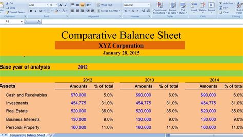 Comparative Balance Sheet Example ~ Excel Templates