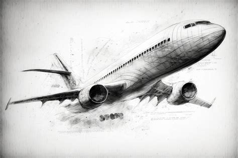 Premium Photo | Aircraft design pencil sketch showing the flow of air ...