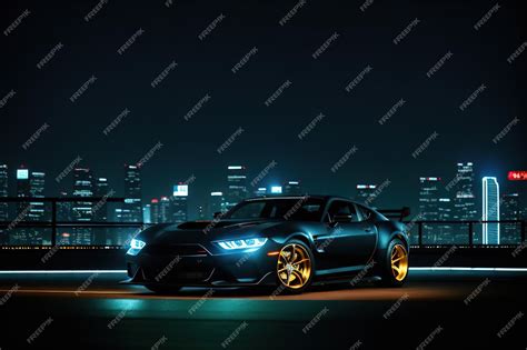 Premium AI Image | Sports car night city many city lights and ...