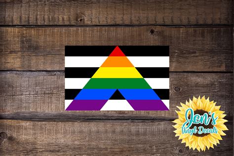 Straight Ally Pride Flag Decal waterproof Rainbow and Black - Etsy