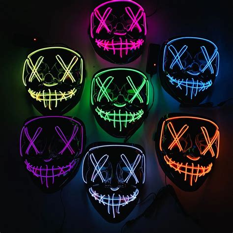 Halloween Mask LED Light Up Party Masks Neon Cosplay Mascara Horror ...