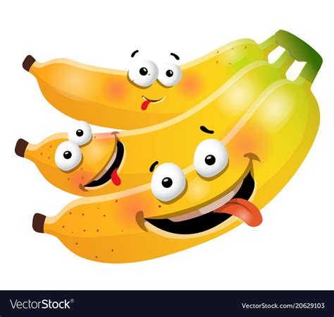 Fun cute bunch banana cartoon characters Vector Image