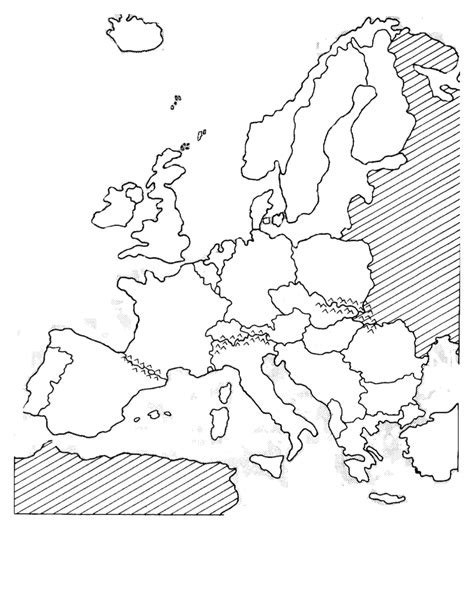europe blank physical map Colouring Pages