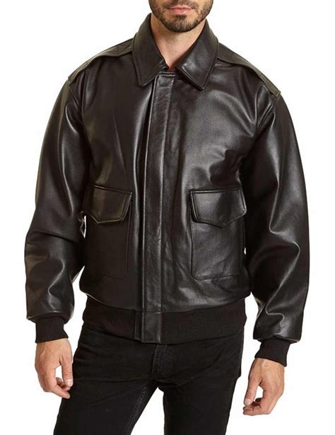 Mens Big and Tall Bomber Double Pocket Leather Jacket